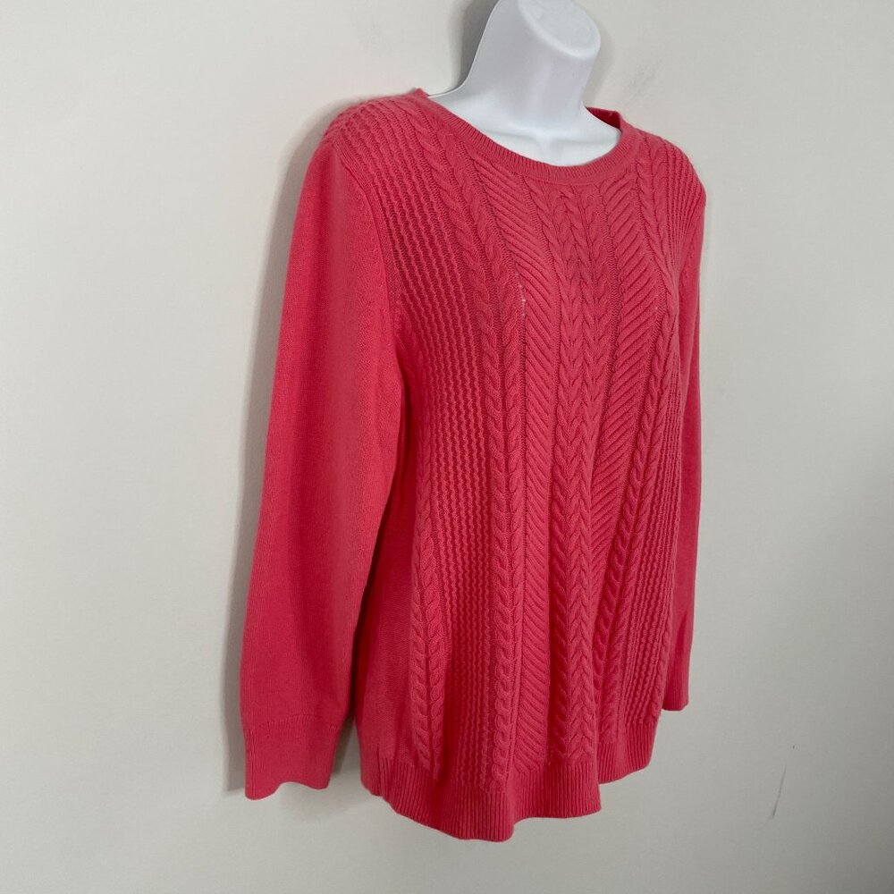 Talbots Cable Knit Sweater Size L Pink Wool Blend Feminine Dainty Capsule Preppy - Picture 6 of 11